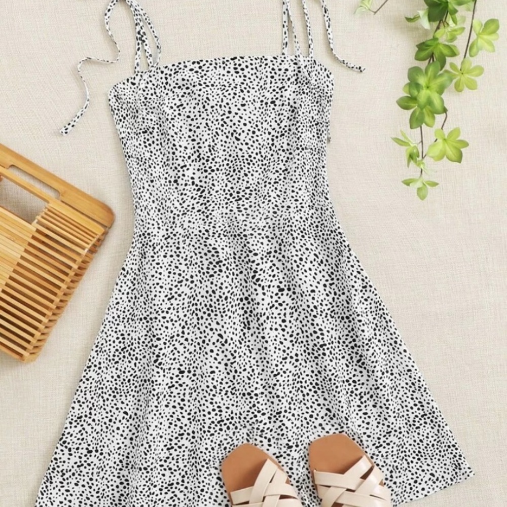 Knot Strap, Shirred Back, Dalmatian Print Dress!!